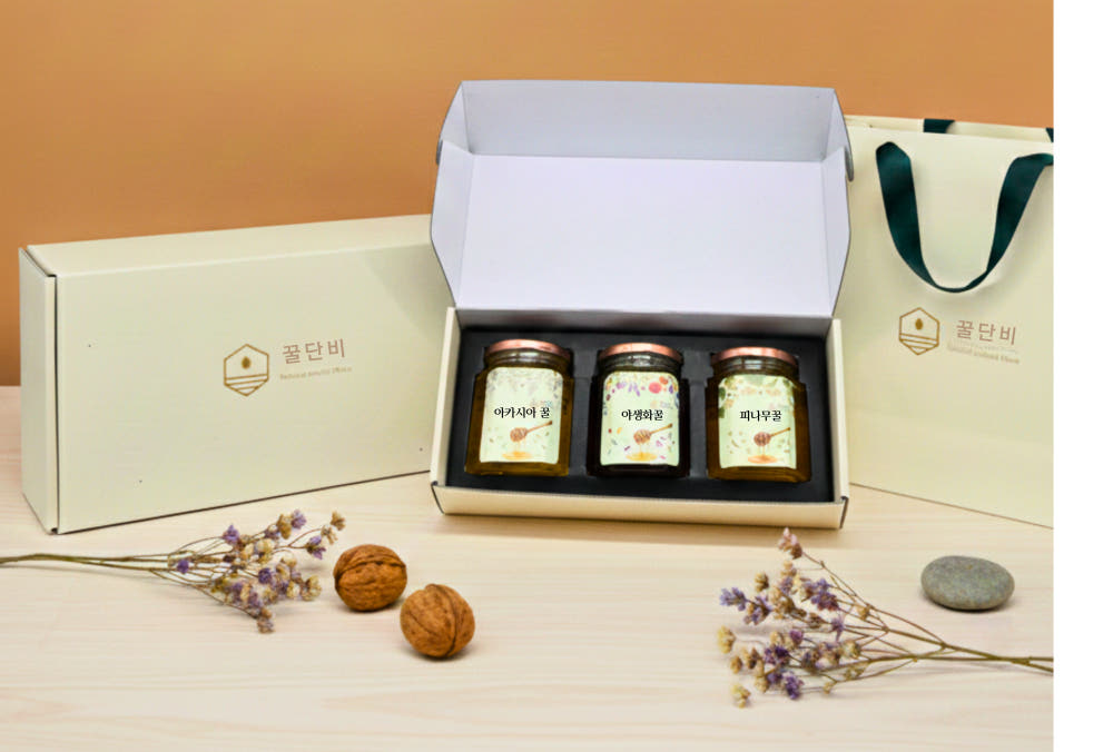 정선 양봉일번지 피나무꿀 아카시아 야생화꿀 3종 선물세트 900g